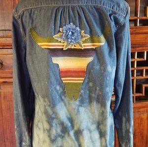 Upcycled vintage chambray button-down